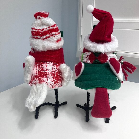 Christmas Fabric Birds Set Decor Holiday Winter Coats Ornaments Scarf - Picture 7 of 8